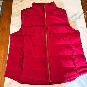 Talbots Berry Pink Quilted Down Puffer Vest with Gold Zipper
